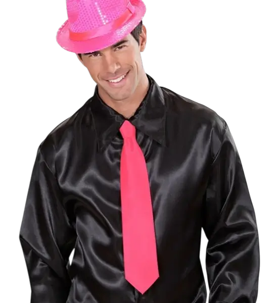 Fluorescerende pink satinslips - 80'er aftentilbehør