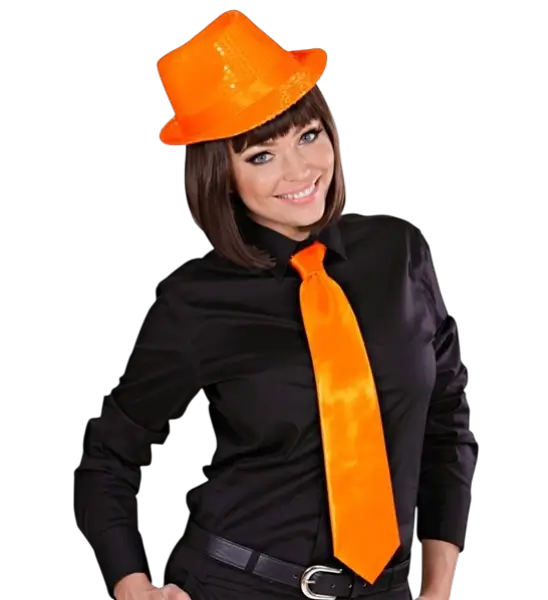 Fluorescerende orange satinslips - 80'er aftentilbehør
