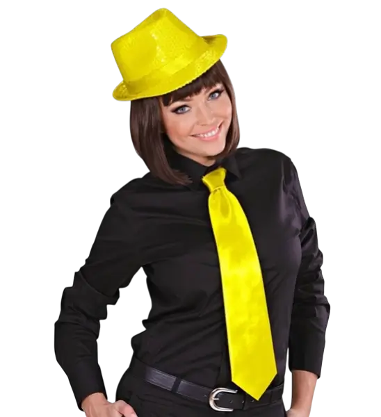 Fluorescerende gult satinslips - 80'er aftentilbehør