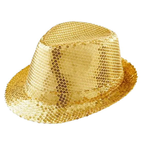 Chapeau Pailleté Doré - Disco aftentilbehør