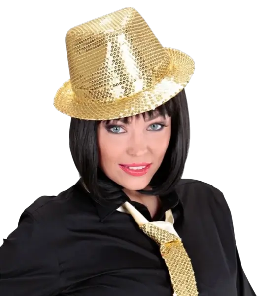 Chapeau Pailleté Doré - Disco aftentilbehør