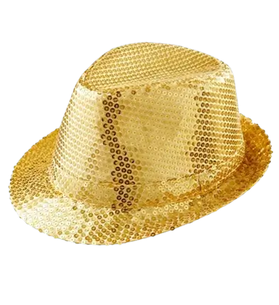 Chapeau Pailleté Doré - Disco aftentilbehør