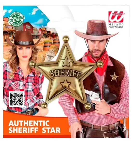 Ægte sherifstjerne - Cowboy Far West-badge