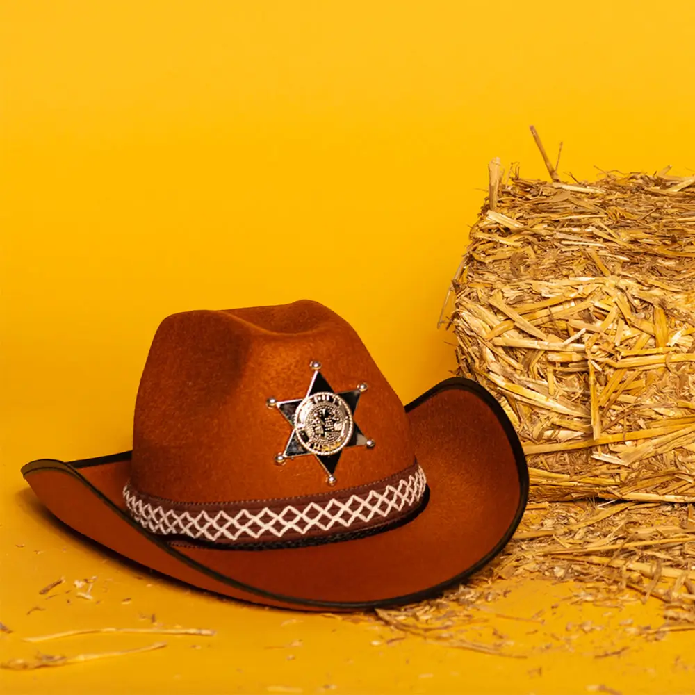 Sherif brun cowboyhat - Wild West udklædningstilbehør