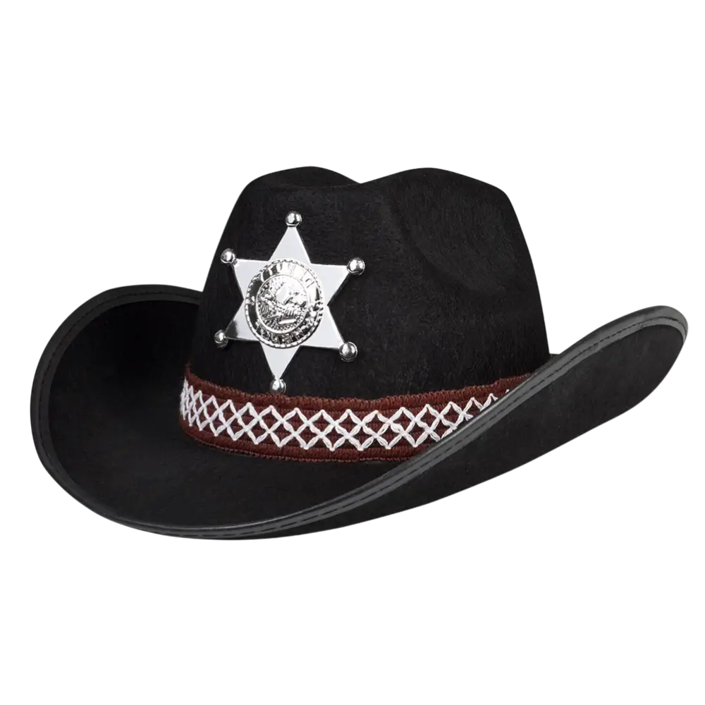 Sheriff sort cowboyhat - Wild West-forklædningstilbehør