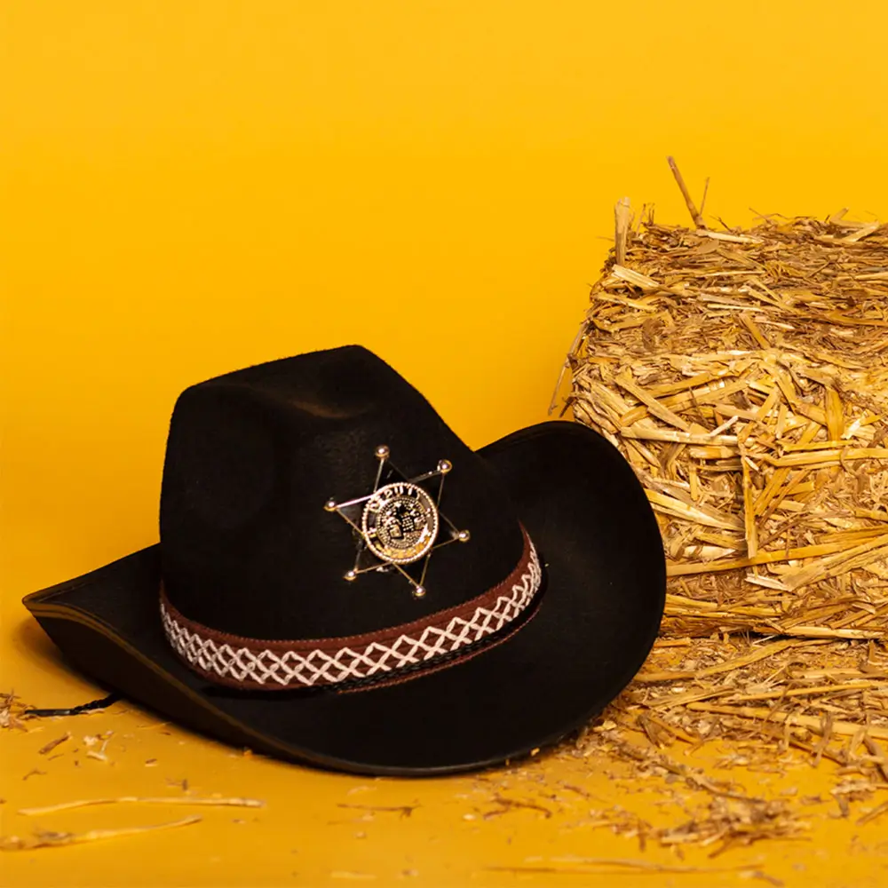 Sheriff sort cowboyhat - Wild West-forklædningstilbehør