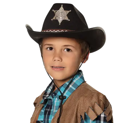 Sheriff sort cowboyhat - Wild West-forklædningstilbehør