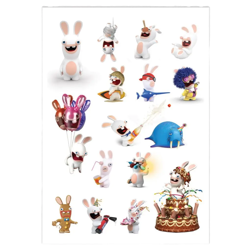 Rabbids™ flygtige tatoveringer til børn - fødselsdagstilbehør