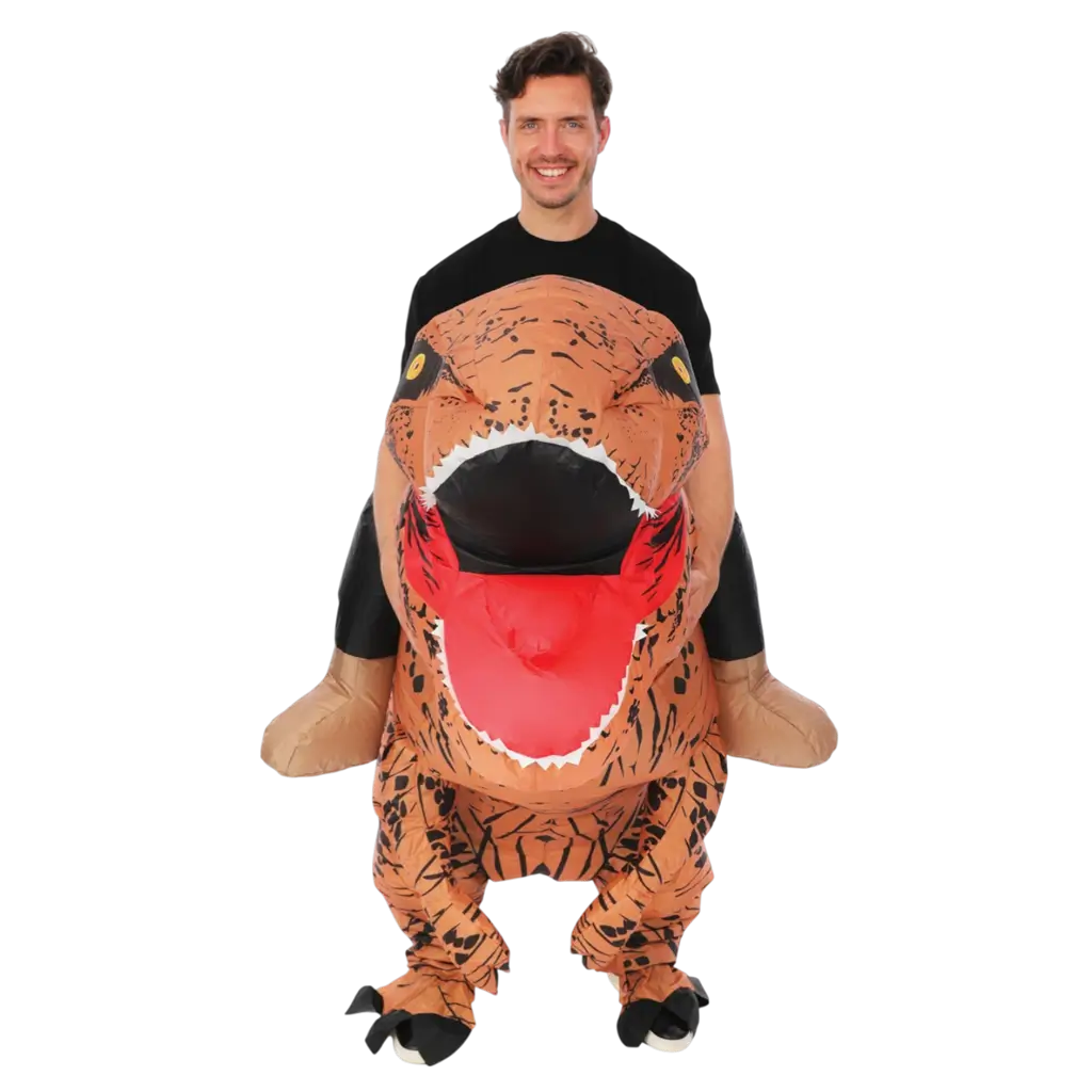 Oppustelig dinosaurforklædning med voksenrytter - One Size Festligt kostume