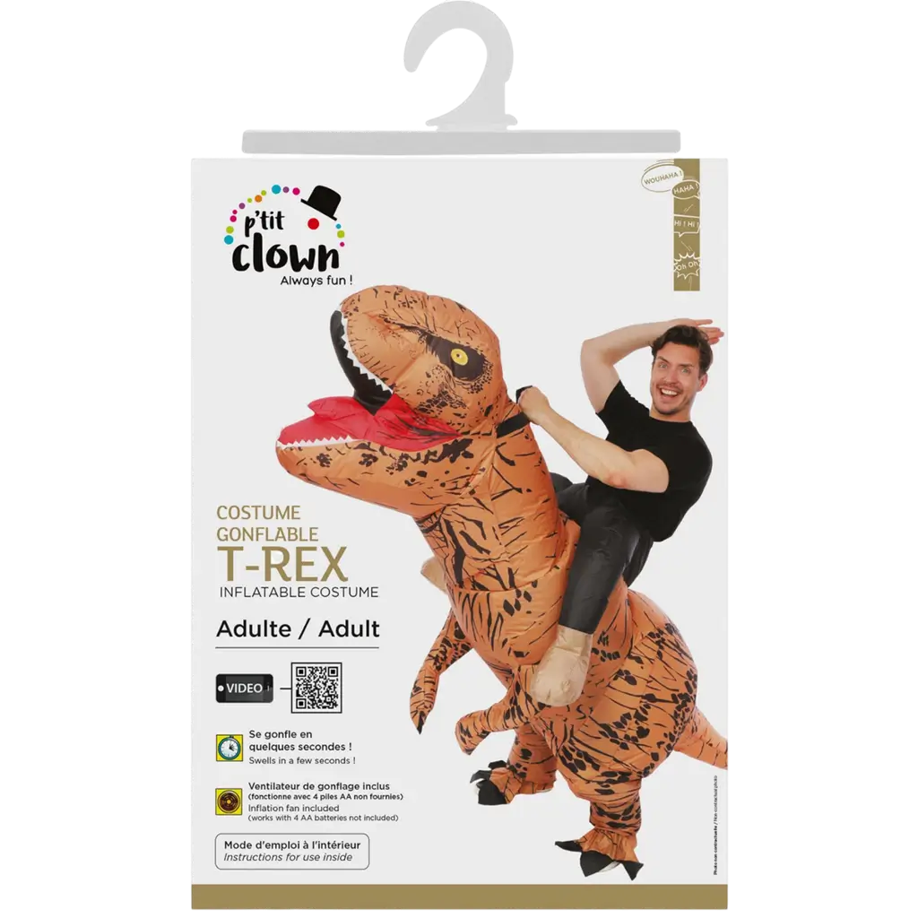 Oppustelig dinosaurforklædning med voksenrytter - One Size Festligt kostume