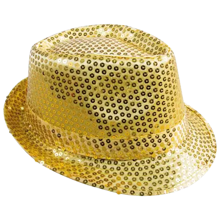 Borsalino-hat med guldpailletter til voksne - festtilbehør