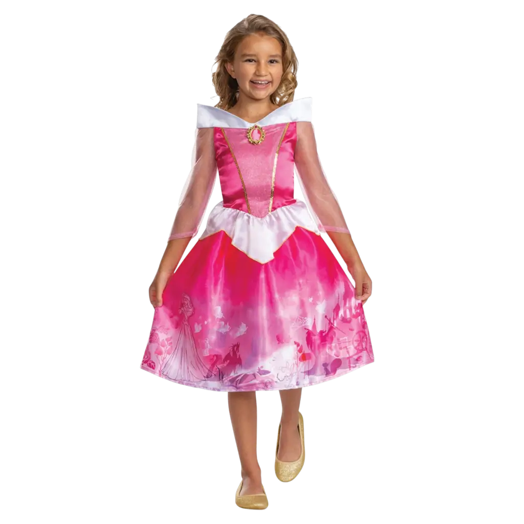 Aurora Disney™ Børnekostume 5-6 år - Prinsessekostume