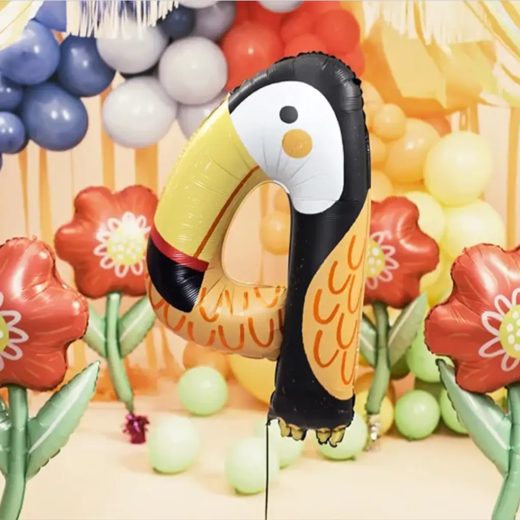 Rød blomsterballon 53x96cm