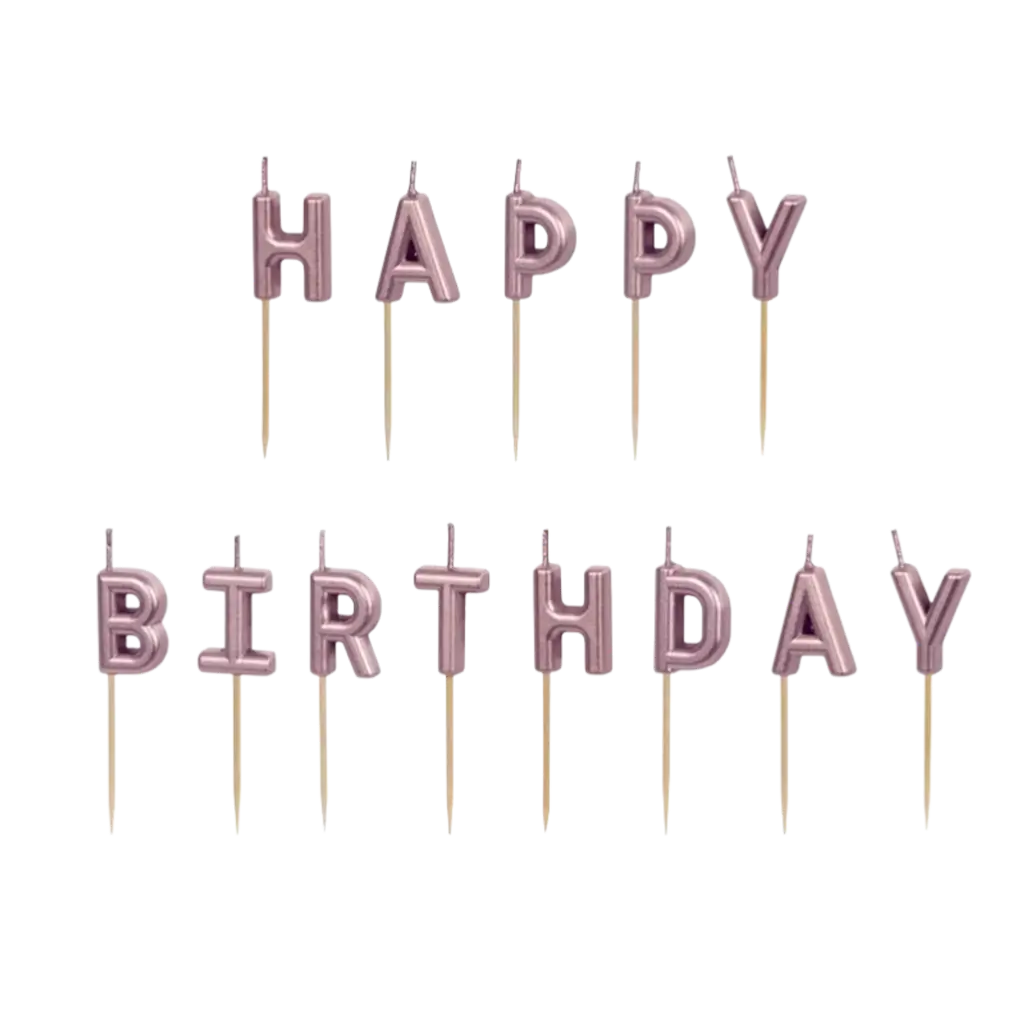 HAPPY BIRTHDAY"-lys i rosaguld