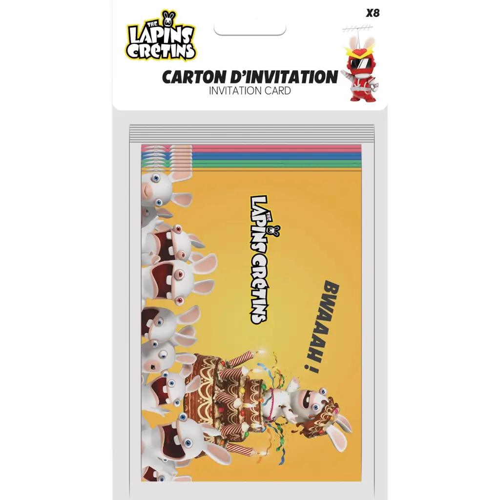 Rabbids™-invitationskort sæt med 8 - børnefødselsdagsfest