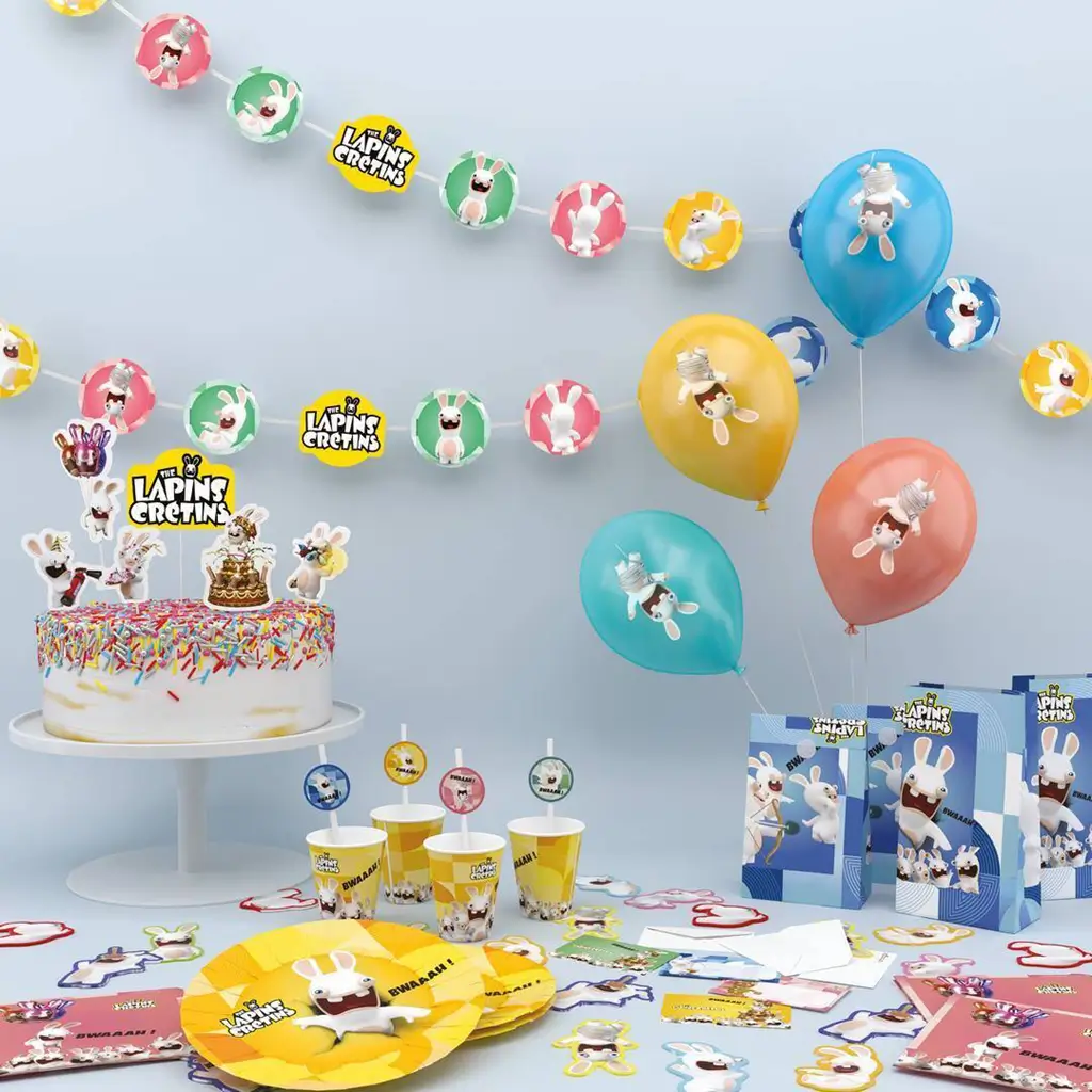 Tallerkener Rabbids™ 23 cm Sæt med 8 - Fødselsdagsservice