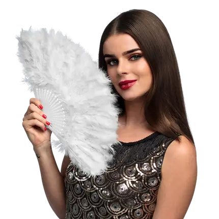 Hvid vifte 20'erne - Charleston Gatsby-tilbehør til kvinder