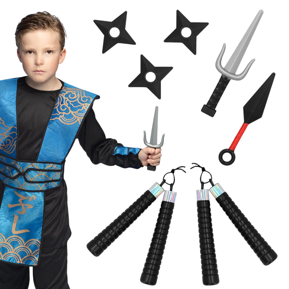 Ninja-våbensæt til børn, 7 dele - tilbehør til samurai-kampudklædning