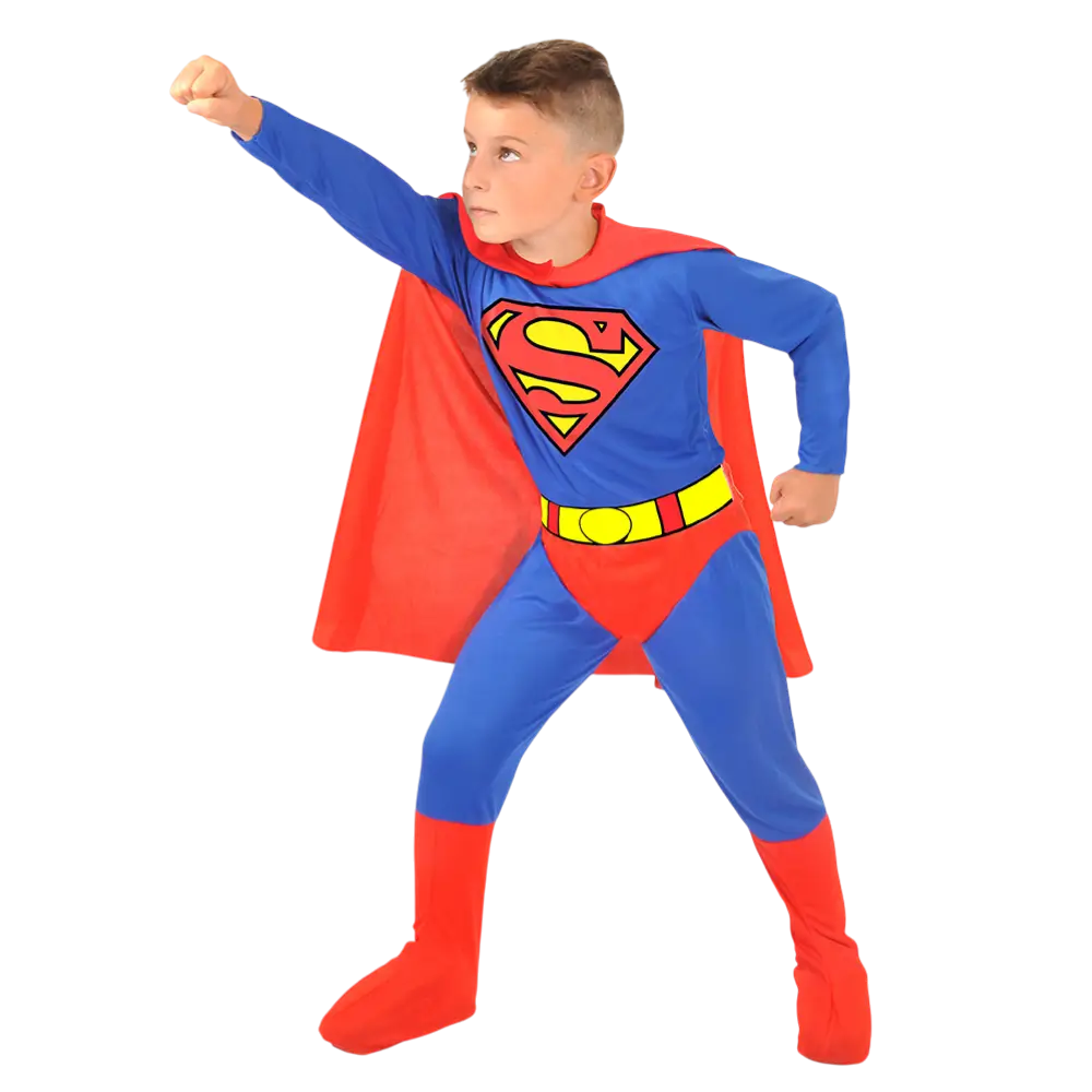 Superman-udklædning til 8-10-årige - Superheltekostume drengekarneval