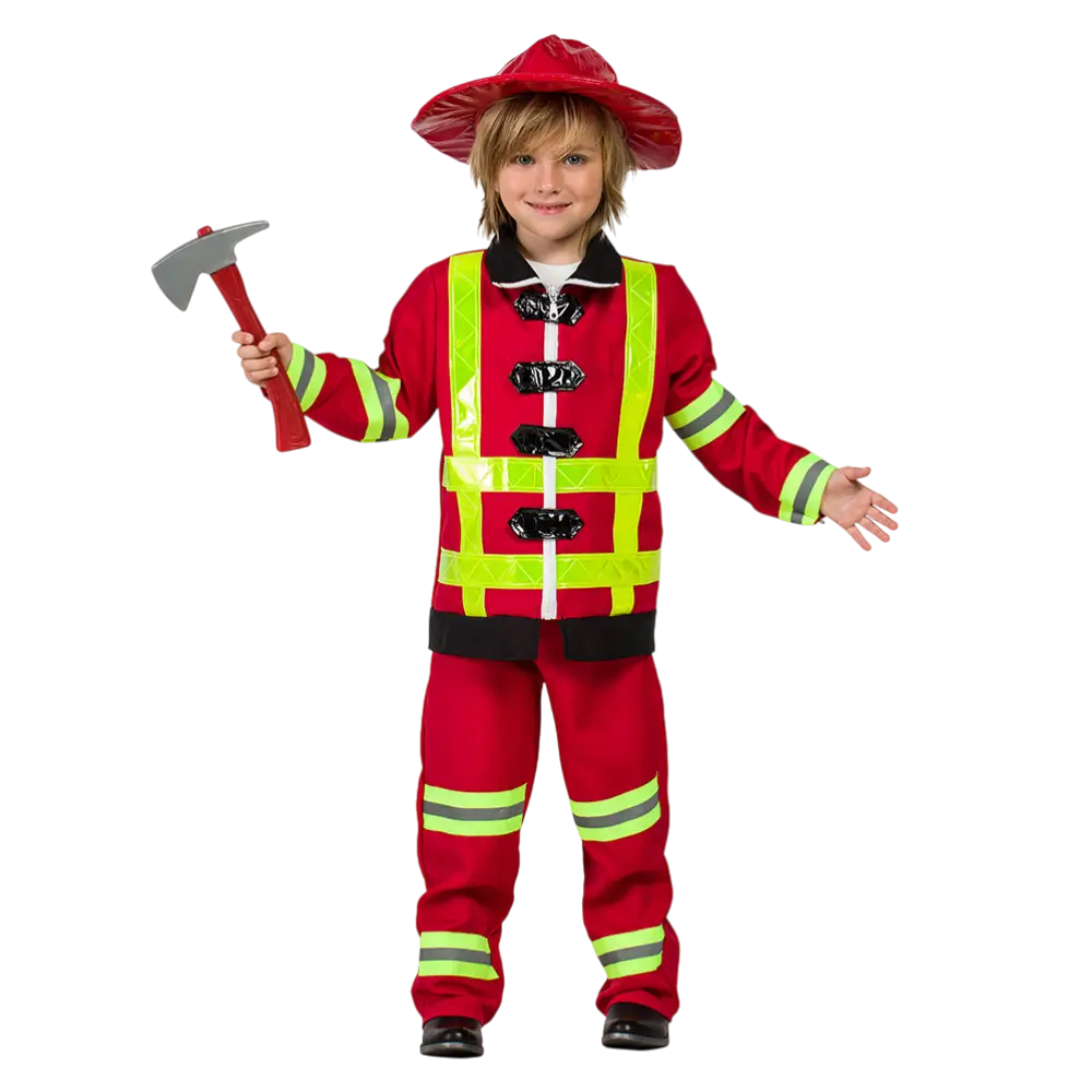 Børnebrandmandsforklædning 5-6 år - Nødkostume til karneval for drenge