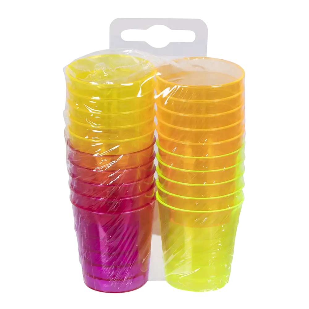 20 genanvendelige UV-fluorescerende shotglas på 50 ml
