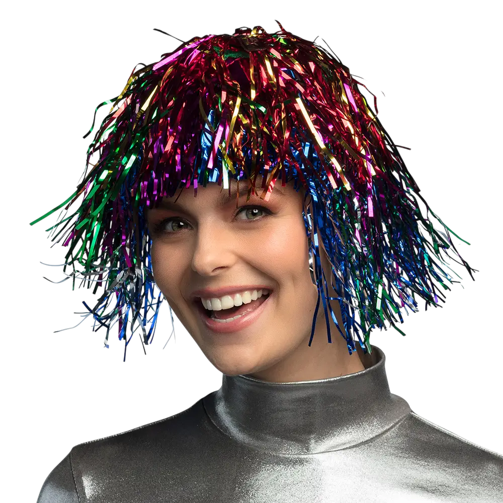 Flerfarvet metallisk paryk