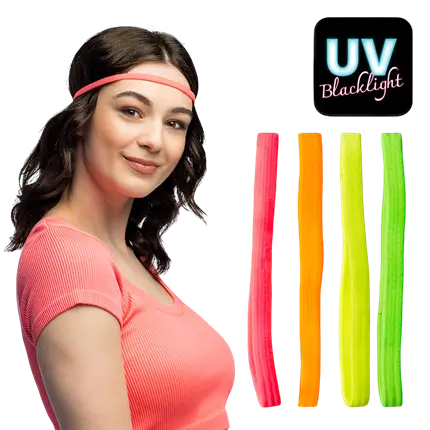 4 neonfarvede elastiske pandebånd