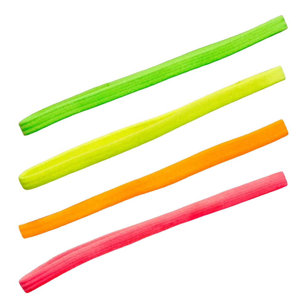 4 neonfarvede elastiske pandebånd
