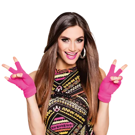 Fluorescerende pink uldhandske
