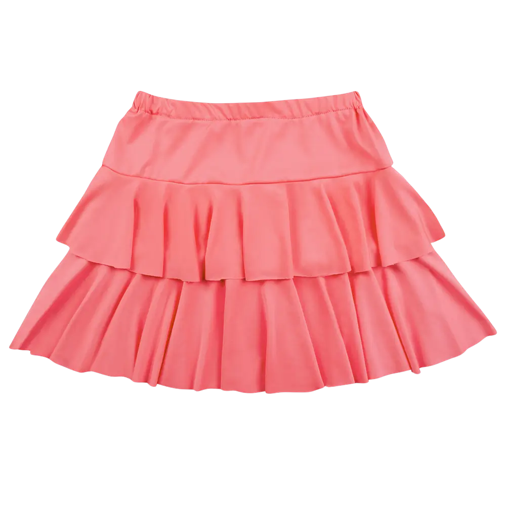 Neonpink mininederdel med flæser