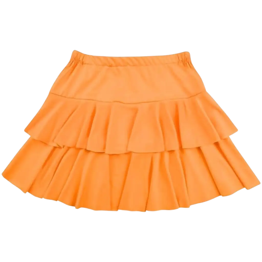 Fluorescerende orange mininederdel med flæser