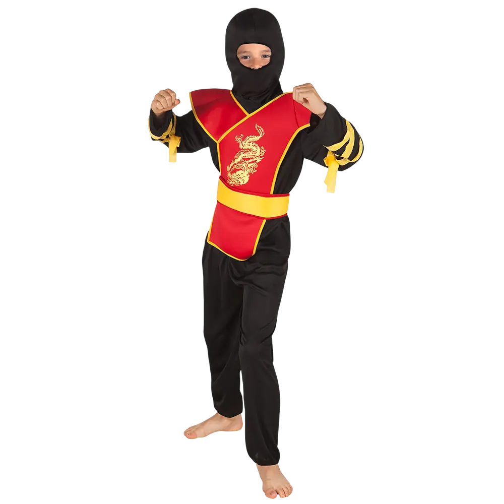 Rød drage-ninja-forklædning - 7-9 år