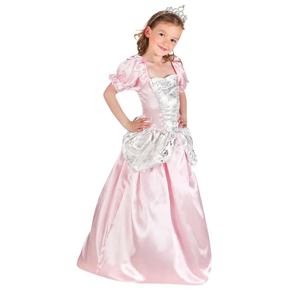 Udklædning i lyserød prinsessekjole til piger - 4-6 år