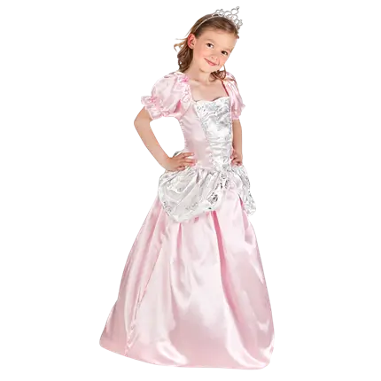 Udklædning i lyserød prinsessekjole til piger - 4-6 år