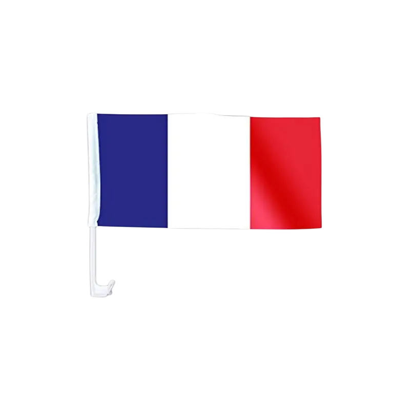FRANCE polyester bilflag med stang 45 x 30 cm