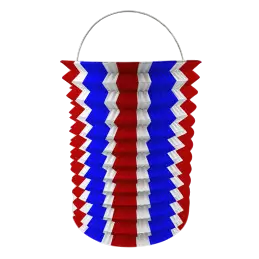 12 trefarvede papirlygter blå, hvid, rød - 16 cm