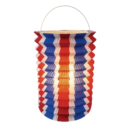 12 trefarvede papirlygter blå, hvid, rød - 16 cm