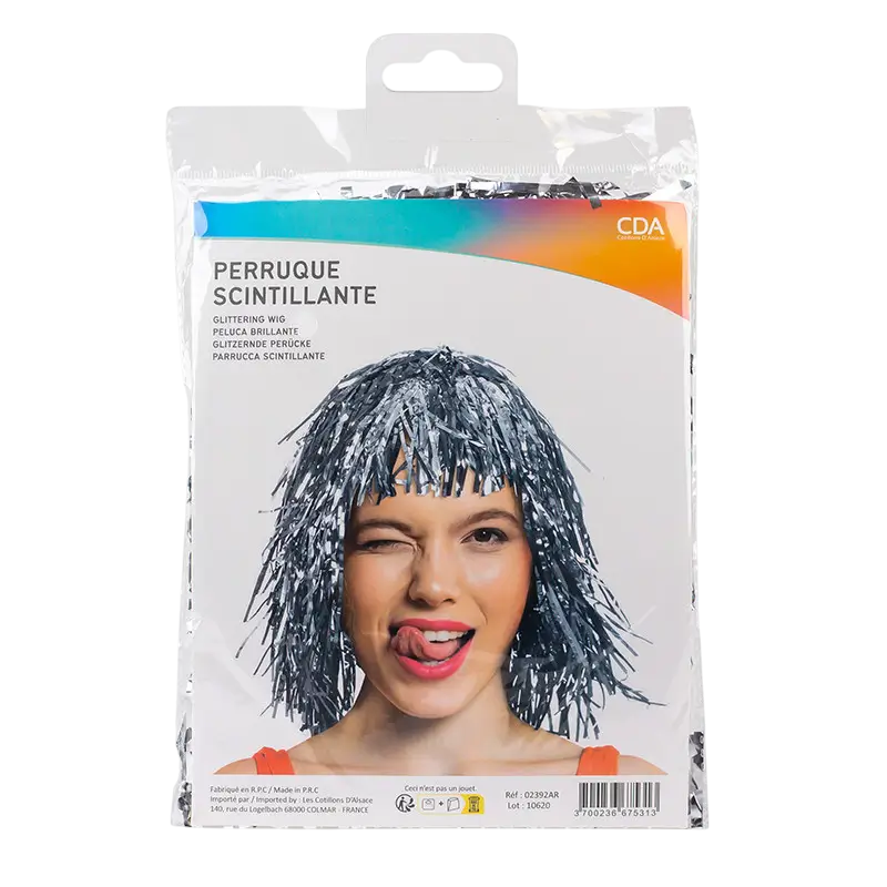 Sølvmetallic paryk