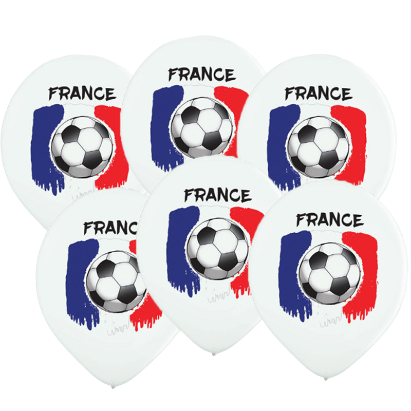 6 fodbolde med tryk Frankrigs flag 30 cm