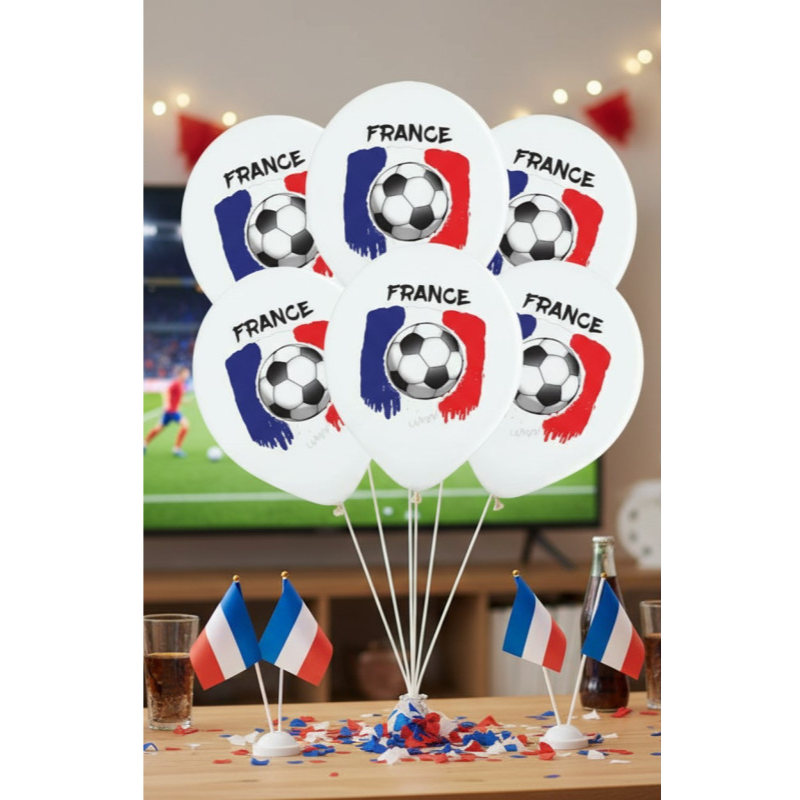 6 fodbolde med tryk Frankrigs flag 30 cm