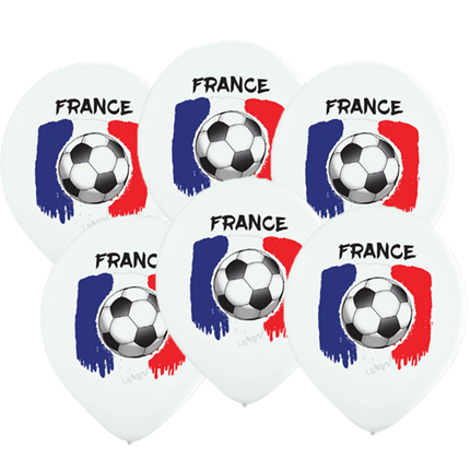 6 fodbolde med tryk Frankrigs flag 30 cm