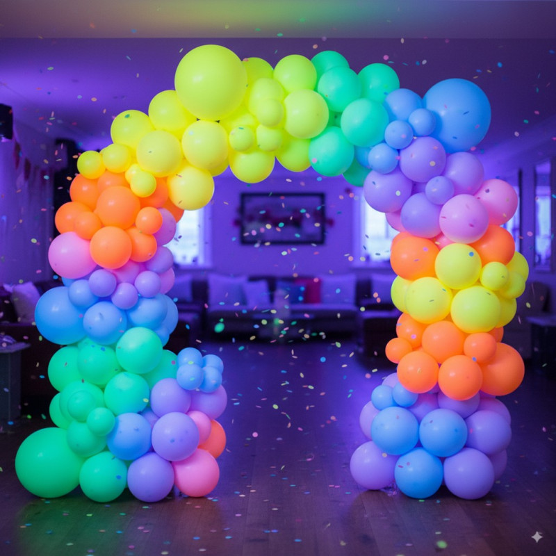 50 neon-latexballoner i forskellige fluorescerende farver