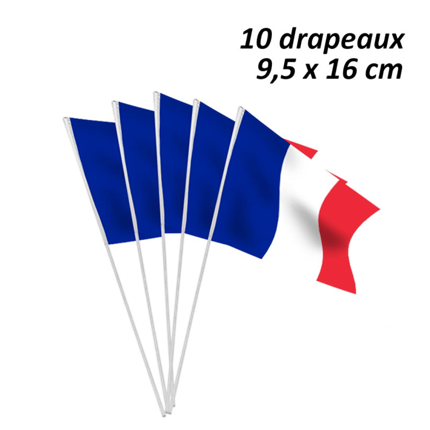 Pakke med 10 små tricolore flag Frankrig