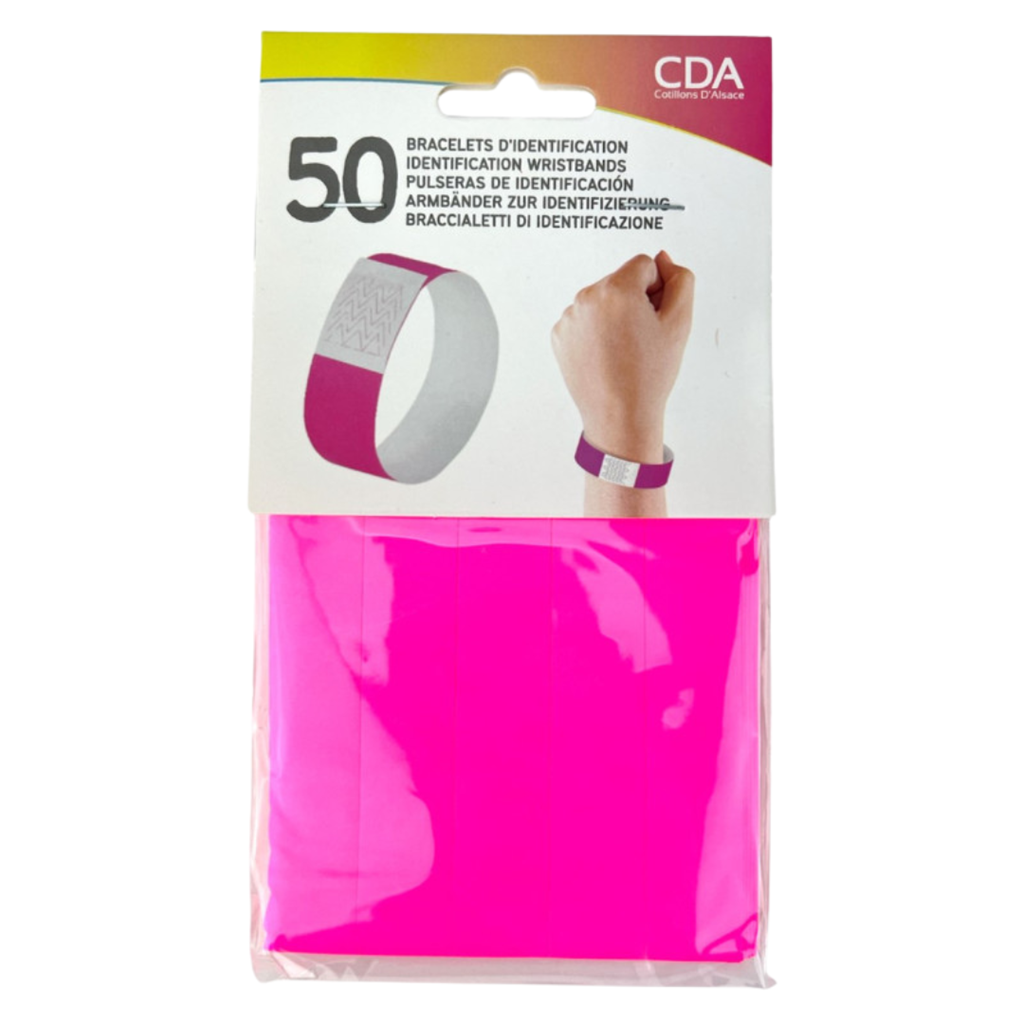 50 PINK papirarmbånd til identifikation - rivefast