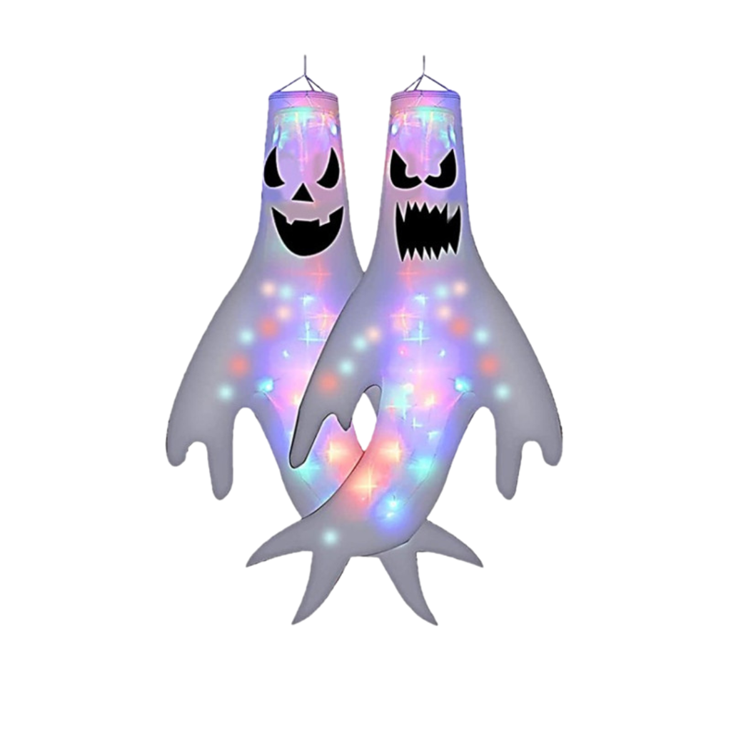 LED-hængespøgelse 120 x 63 cm 2 assorterede designs inkl. batterier