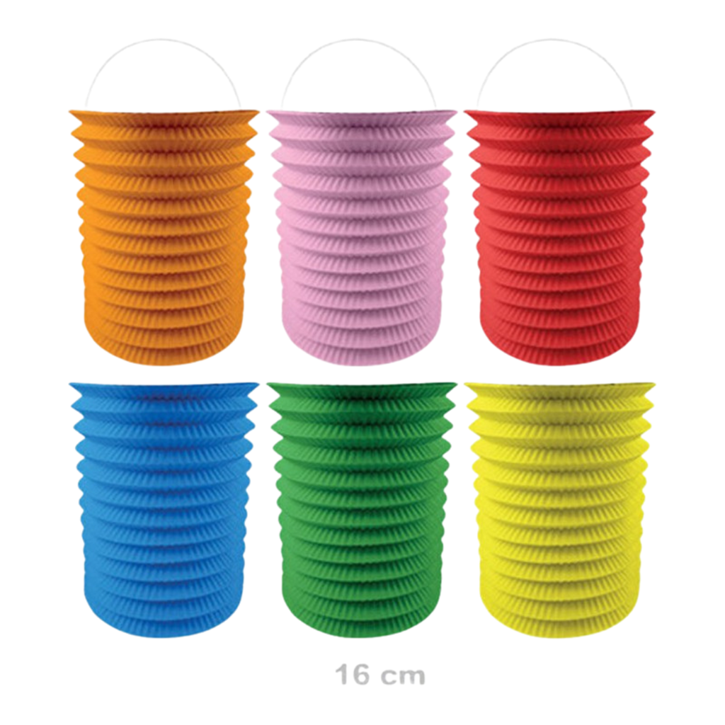 12 farvede papirlygter - 16 cm