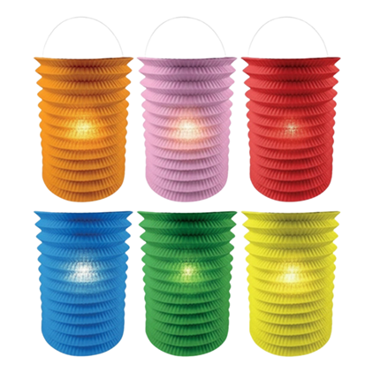 12 farvede papirlygter - 16 cm