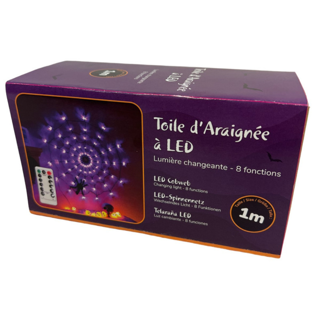 1 m LED-skærm + 1 edderkop 34 cm med skiftende lys (batteriboks)