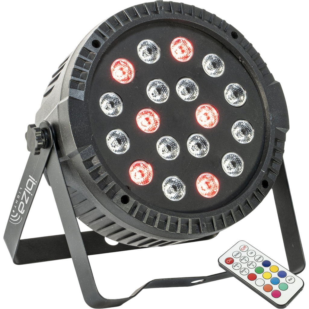 Projektor PAR EXTRA-PLAT - 18 Leds RGB 1W (6 røde, 6 grønne, 6 blå) - Ibiza light