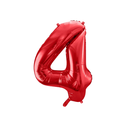 Bold Chiffre ''4'', aluminium, 86 cm, rød